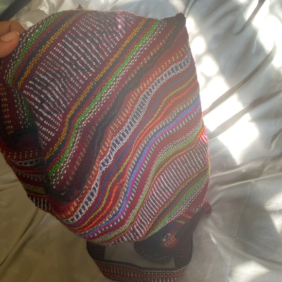 PINZON Woven Multicolored Aztec Tribal boho Hippie Bohemian Drawstring Clip Bag - Picture 8 of 10